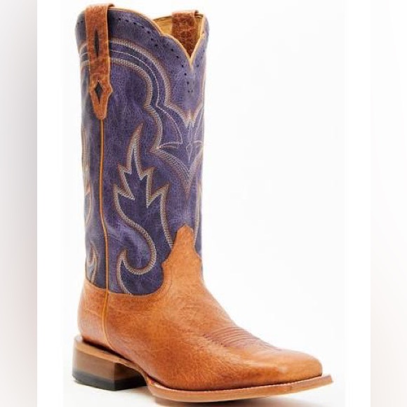 Cody James Tomahawk Western Broad Square Toe Blue Leather Boots